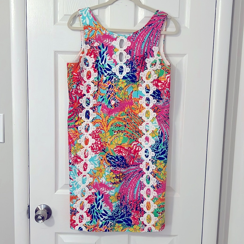 Lilly Pulitzer Ember Fishing For Compliments Vintage Dobby & Lace Shift Dress